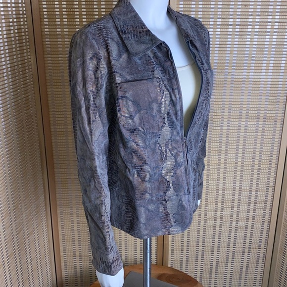 🔷Birch Hill Metallic Snakeskin Print Cropped Lightweight Jacket Size Small - Picture 3 of 8